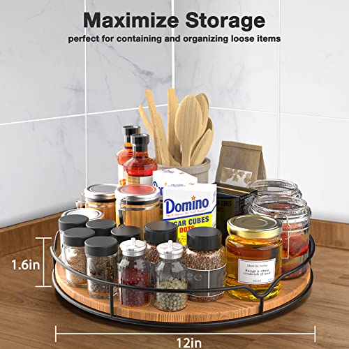 Carbonized Black 14inch Pine Wood Lazy Susan Turntable Organizer G261409