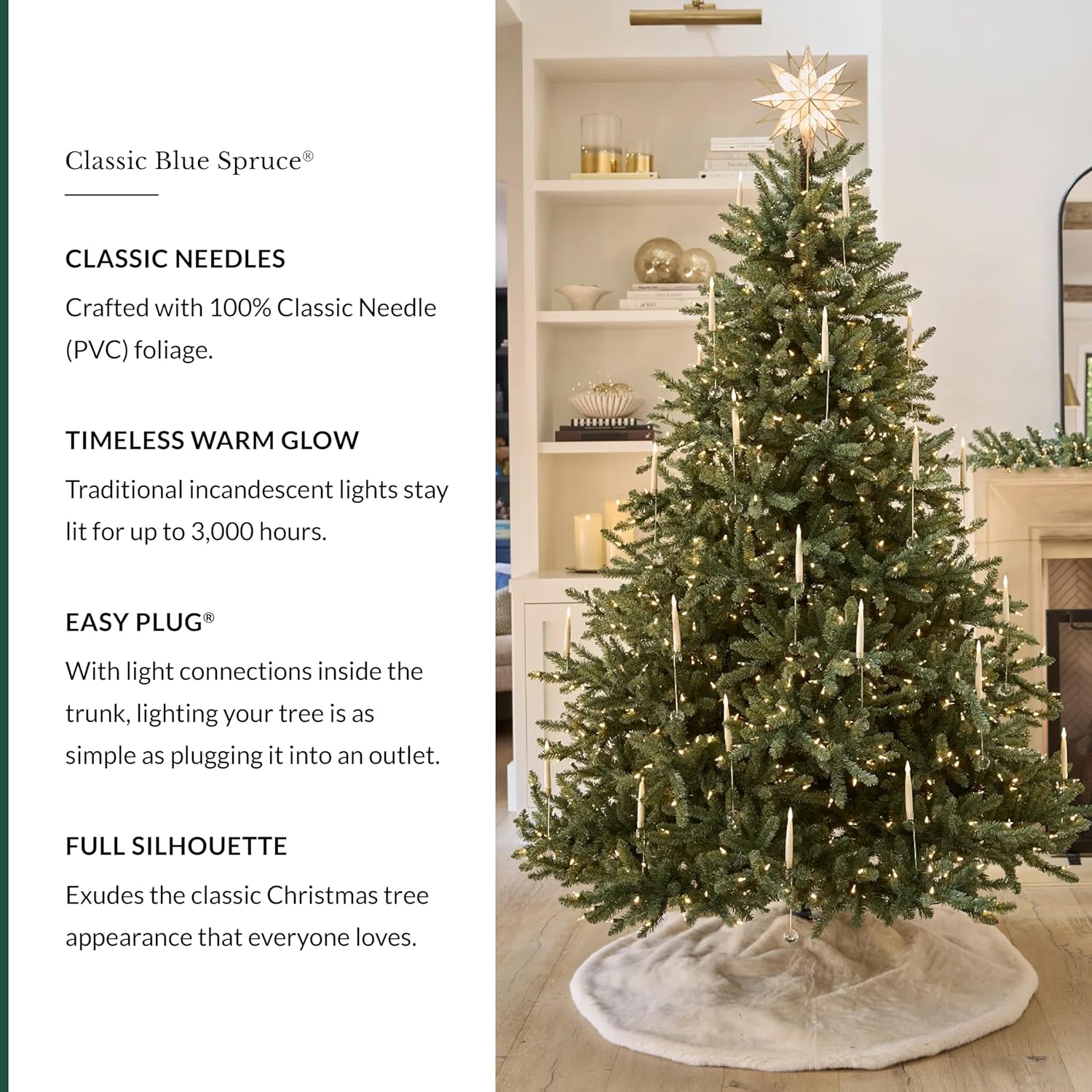 7.5ft Pre-Lit Artificial Christmas Tree with 1000 Clear Incandescent Lights D78056