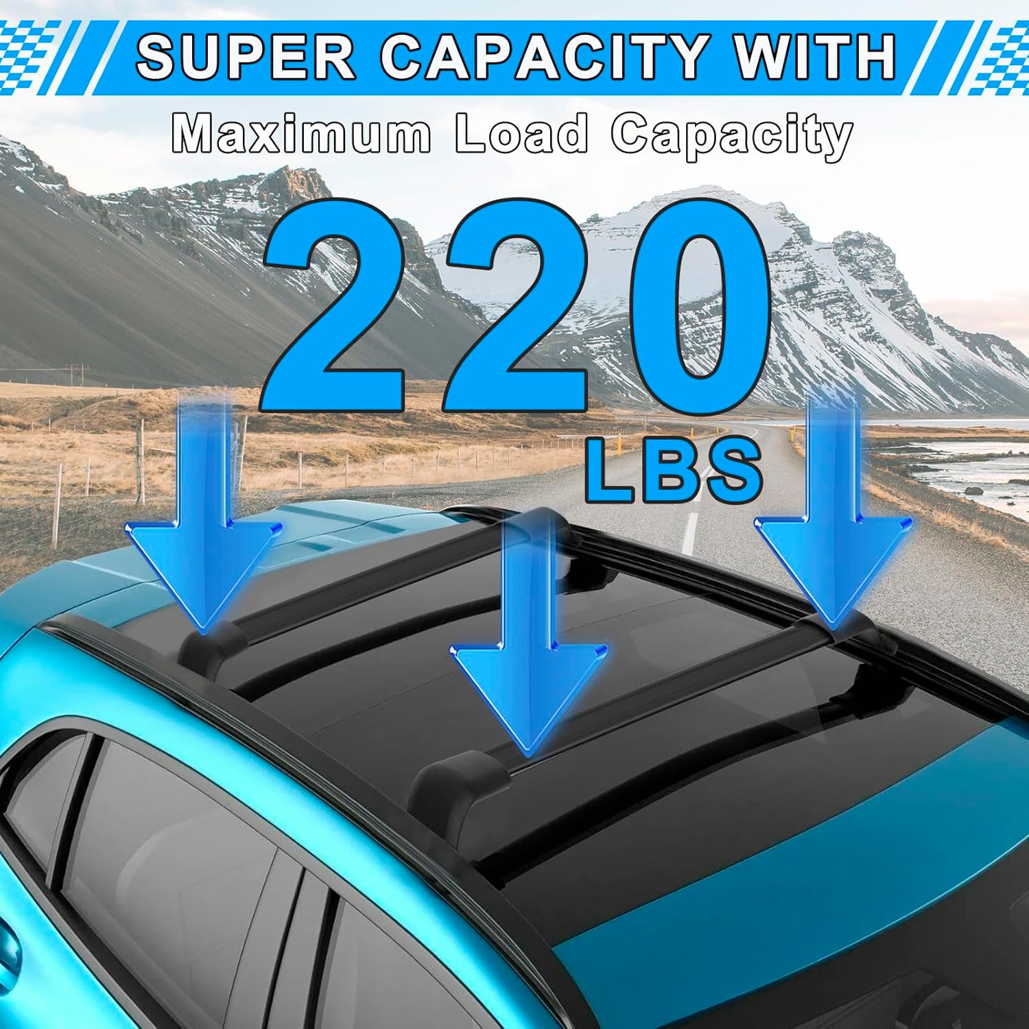 220LBS Aluminum Roof Rack Cross Bars H310