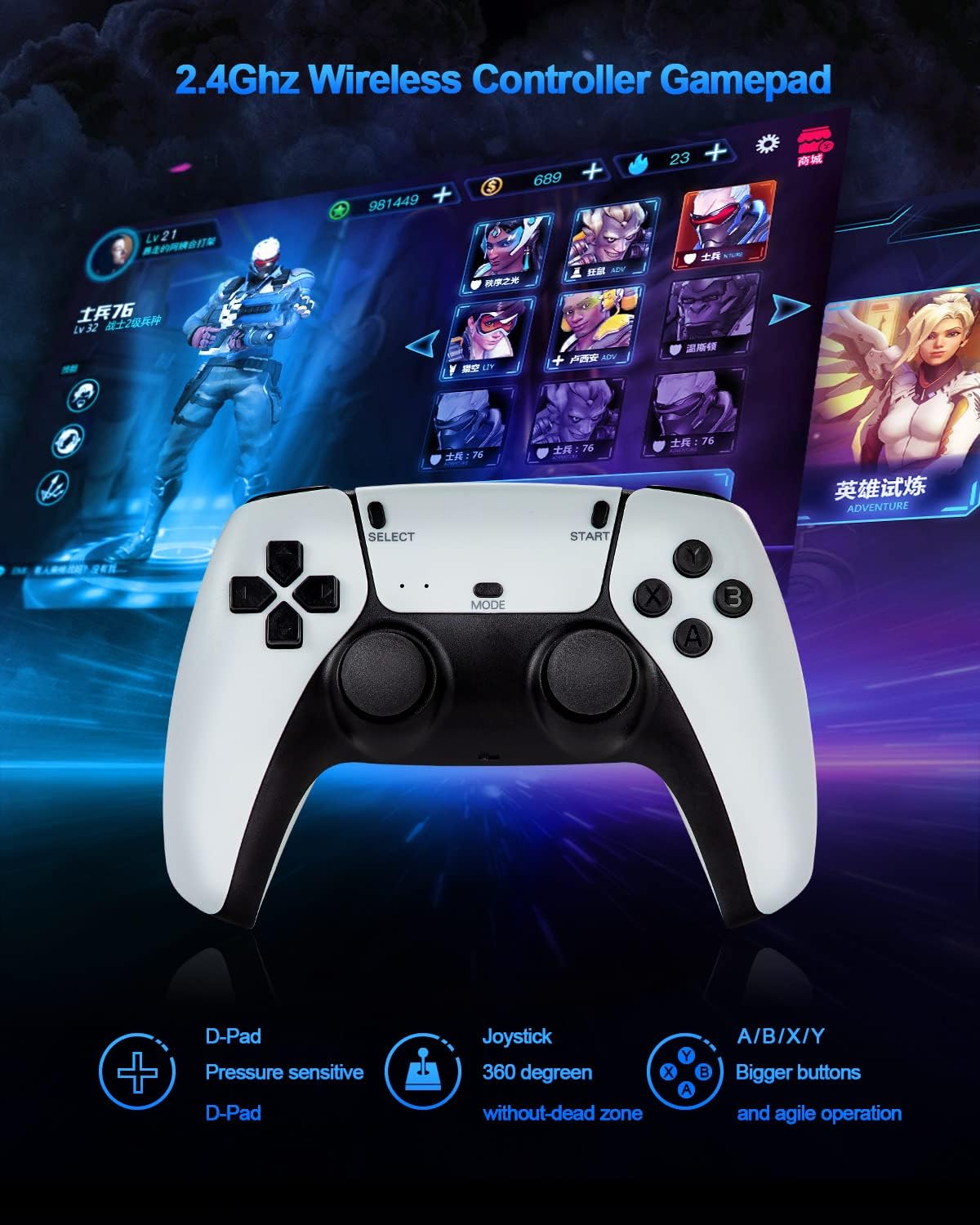 Retro Game Console with 2.4G Wireless Joystick Controller R4484