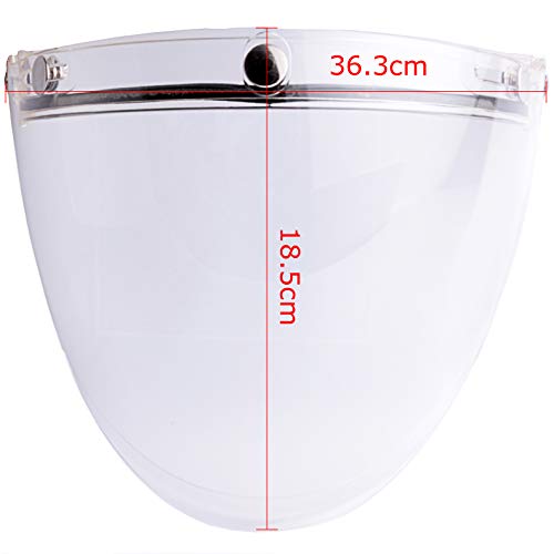 3-Snap Flip Up Visor Shield Lens for Retro Open Face Motorcycle Helmet (Clear) W228402