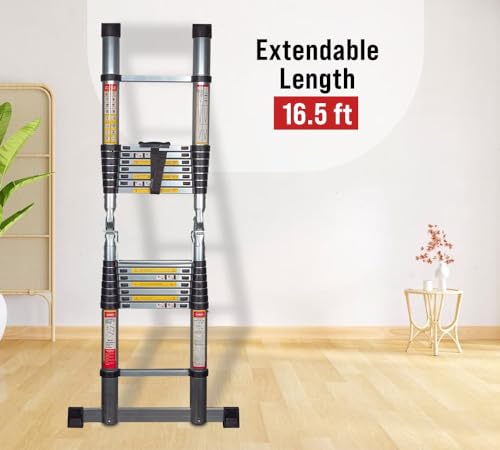 16.5' Telescoping Aluminum Folding Ladder with Carry Handle N17036