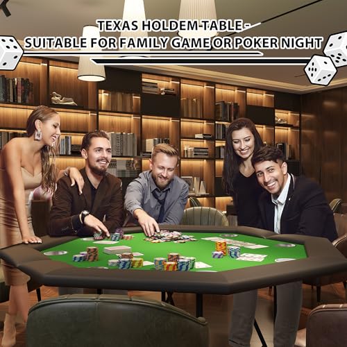 Octagon Poker Table with Metal Legs and 8 Cup Holders A186986