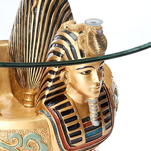 Three Heads of Tutankhamen Egyptian Coffee Cocktail Table, 31 Inch C7167
