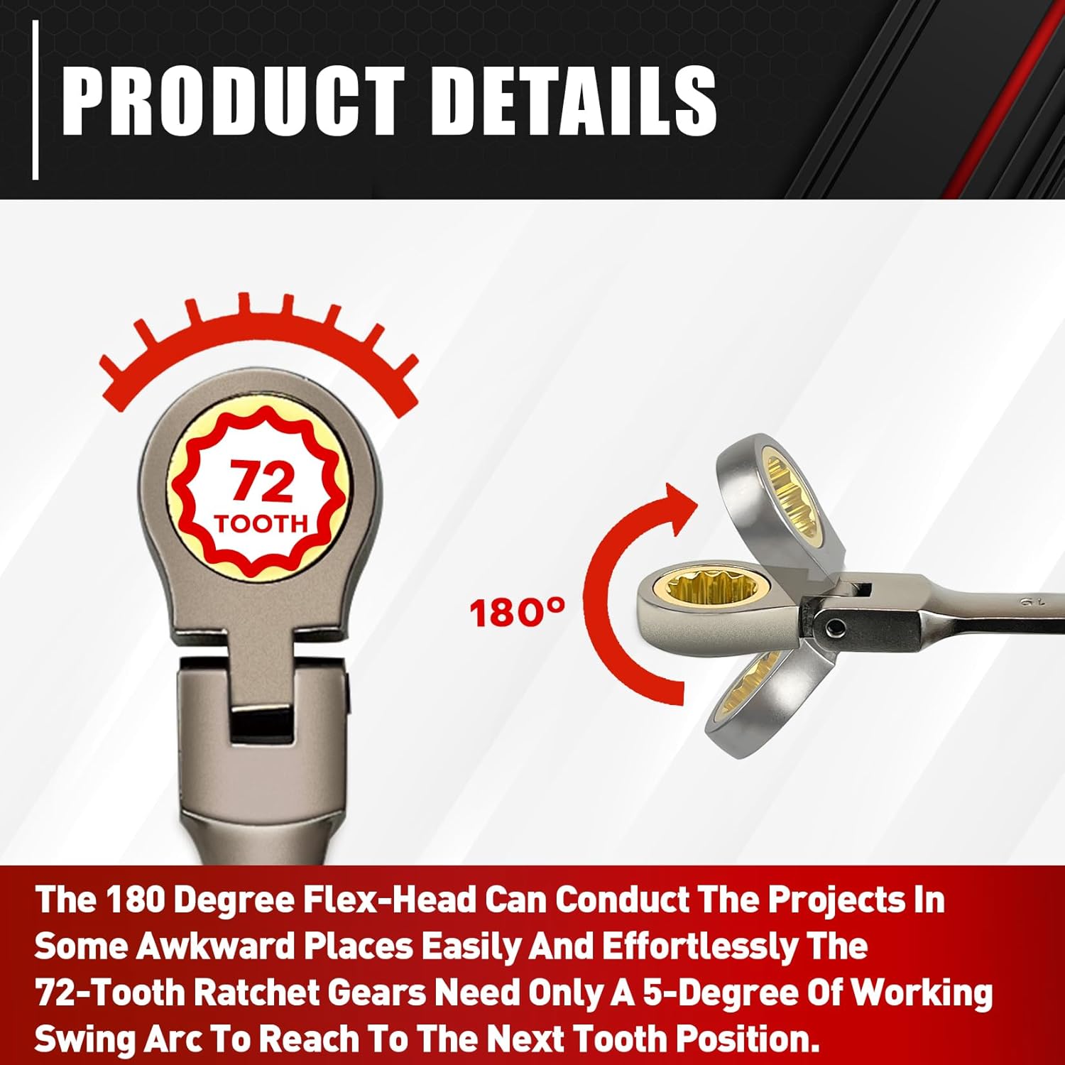12-Piece 180° Metric Flex-Head Ratcheting Wrench Set K21804