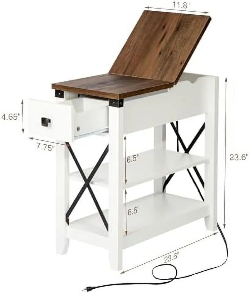 Oak Narrow End Table with Charging Station B760139