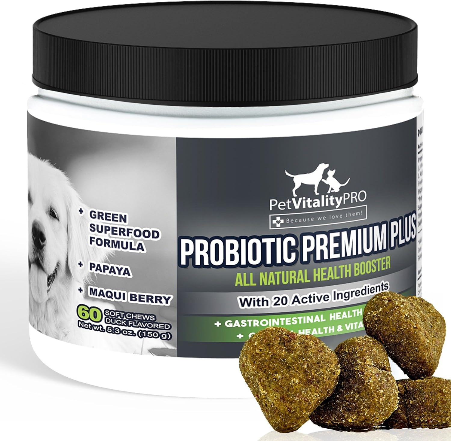 Probiotics for Dogs with Natural Digestive Enzymes, 4 Bill CFUs/2 Soft Chews, 60 Count X96885