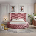 Pink Velvet Upholstered Queen Bed J6964