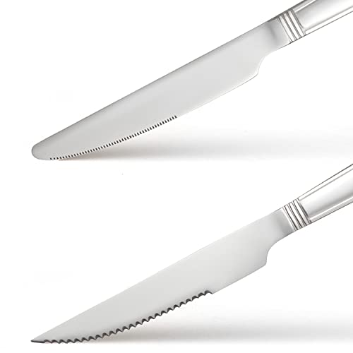 24-Piece Stainless Steel Flatware Set with Steak Knives Service for 4 B438