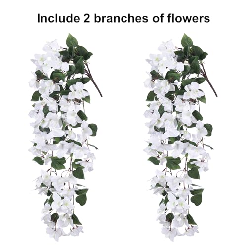 2 PCS Artificial Hanging Bougainvillea Flowers, UV Resistance Fabric Vine (Hotpink) D706