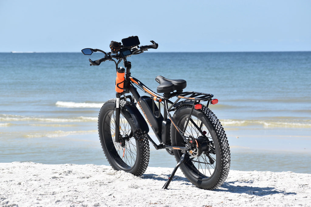 26" 750W Electric Bike Fat Tire 48V 13AH Removable Lithium Battery with Detachable Rear Rack (Black) Y340