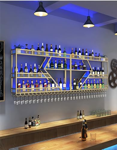 Black 3 Tier Metal Wine Rack with LED Light R908