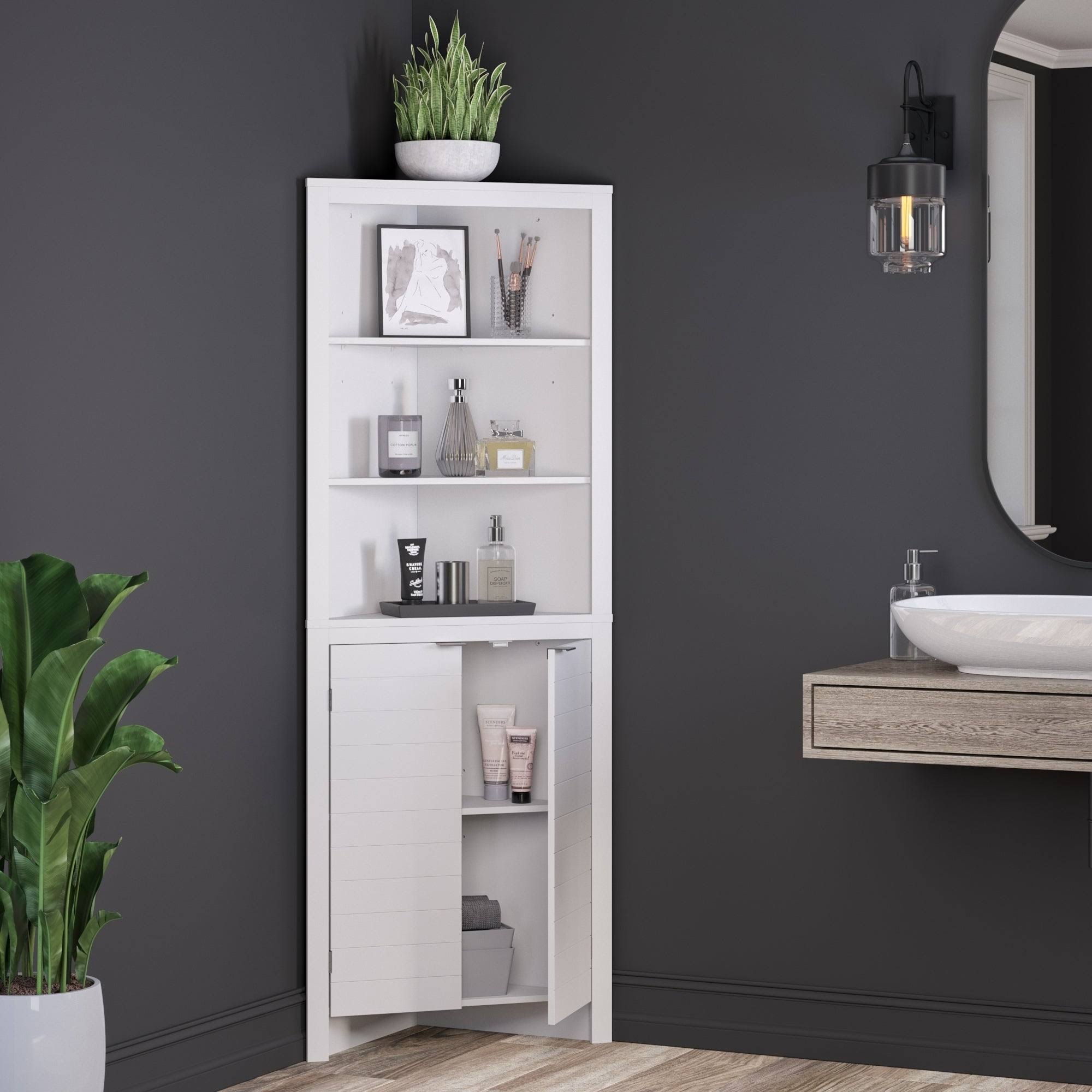 Gray Tall Corner Cabinet D888827