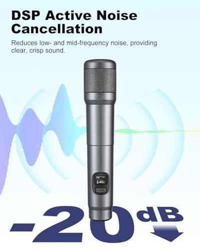 Dual Handheld Dynamic Wireless Microphone with Rechargeable Receiver E67333
