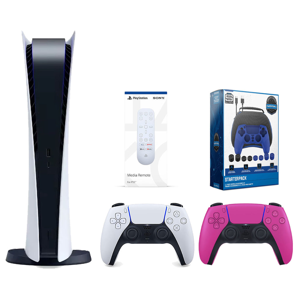Playstation 5 Digital Edition Console with Pink Controller and 11-Piece Accessory Bundle X5305