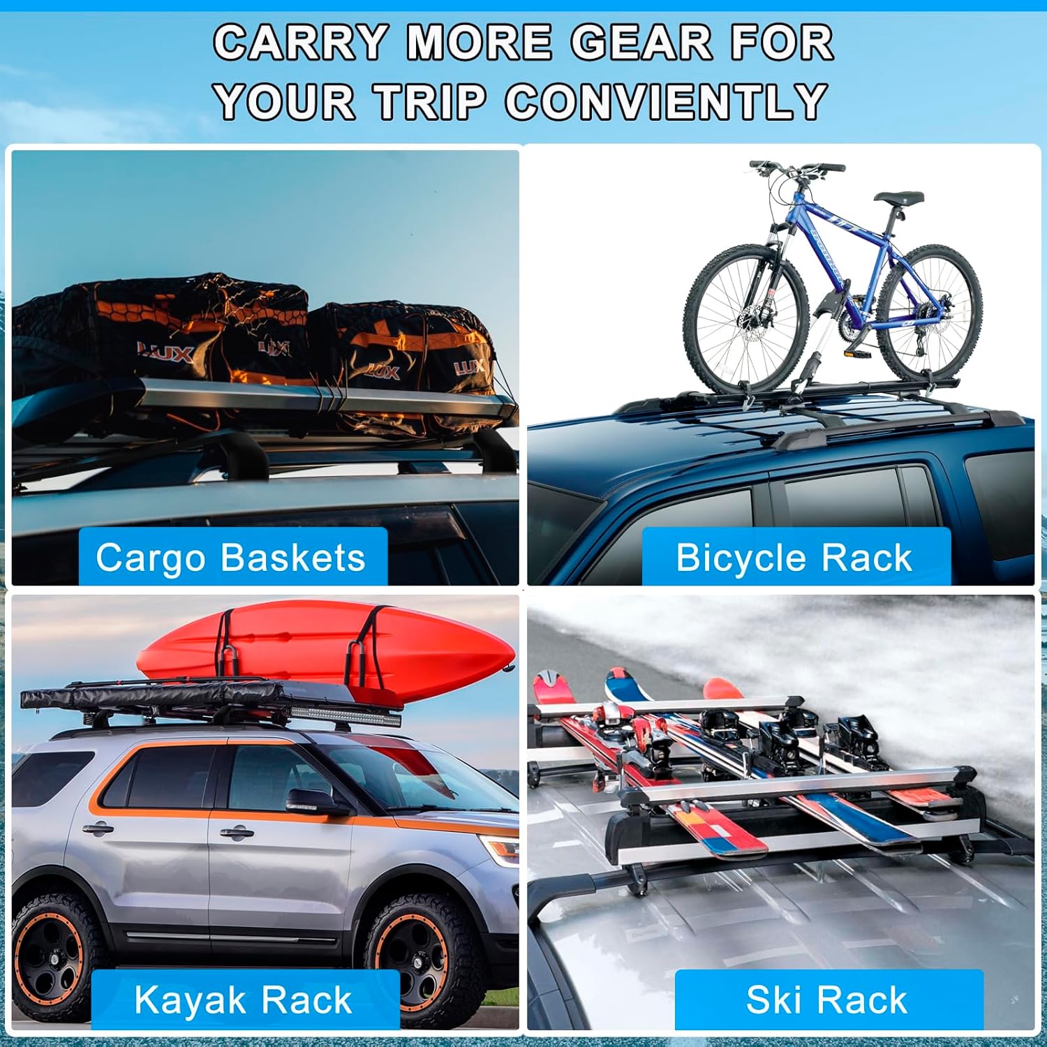 220LBS Aluminum Roof Rack Cross Bars H310