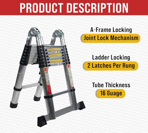 16.5' Telescoping Aluminum Folding Ladder with Carry Handle N17036