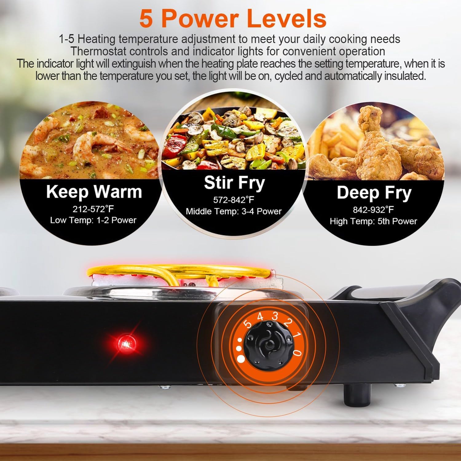 2000W Portable Double Coil Electric Hot Plate B7435