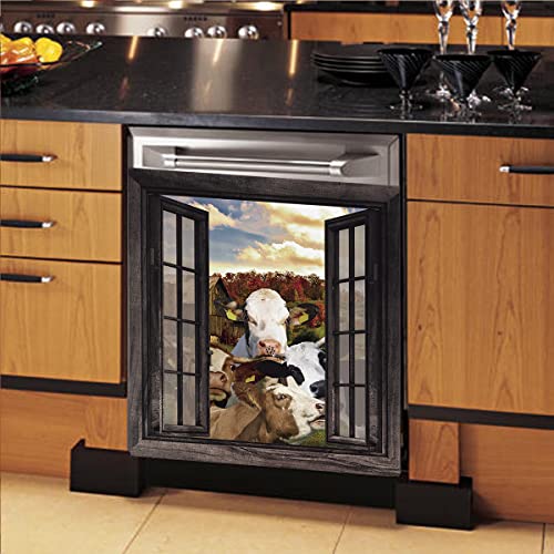 Vinyl Farm Cow Dishwasher Cover Sticker 23"x17" Z91271