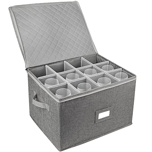 Beige Hard Shell Cup and Mug Storage Box with Dividers & Handles D90001