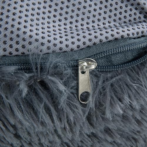 Round Stuffed Plush Faux Fur Pouf Ottoman Q471
