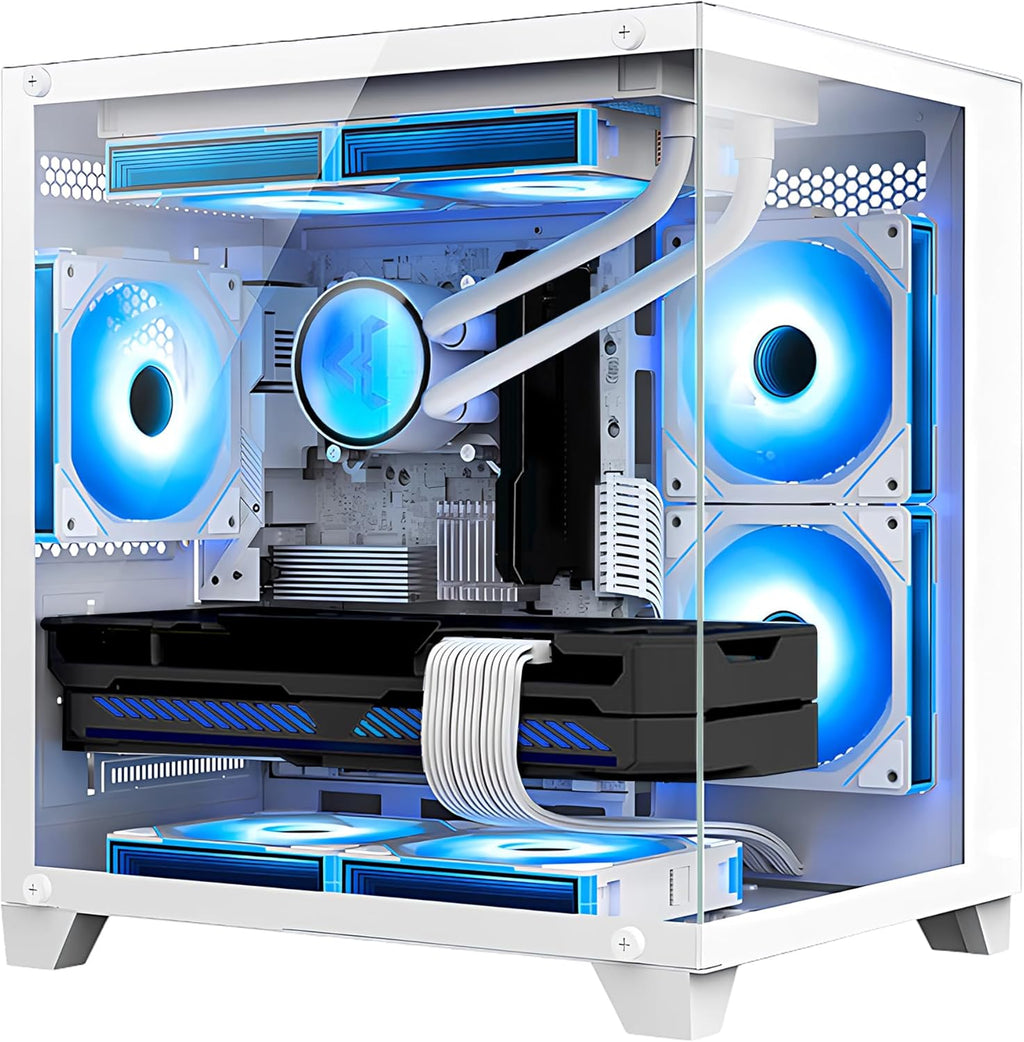 White Gaming PC Desktop with AMD Ryzen 5 5600G RX 6650 XT 8GB 32GB DDR4 RAM 1TB M.2 PCIE SSD 240mm AIO Windows 11 Pro Y609143