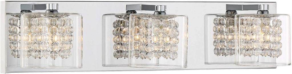 Chrome Silver Metal 3-Light Wall Mount Fixture with Clear Glass Shade G80758