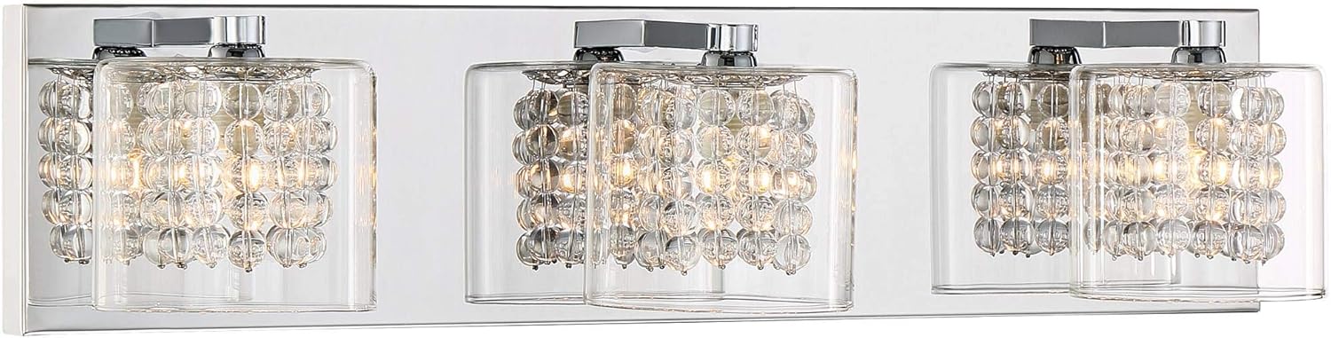 Chrome Silver Metal 3-Light Wall Mount Fixture with Clear Glass Shade G80758