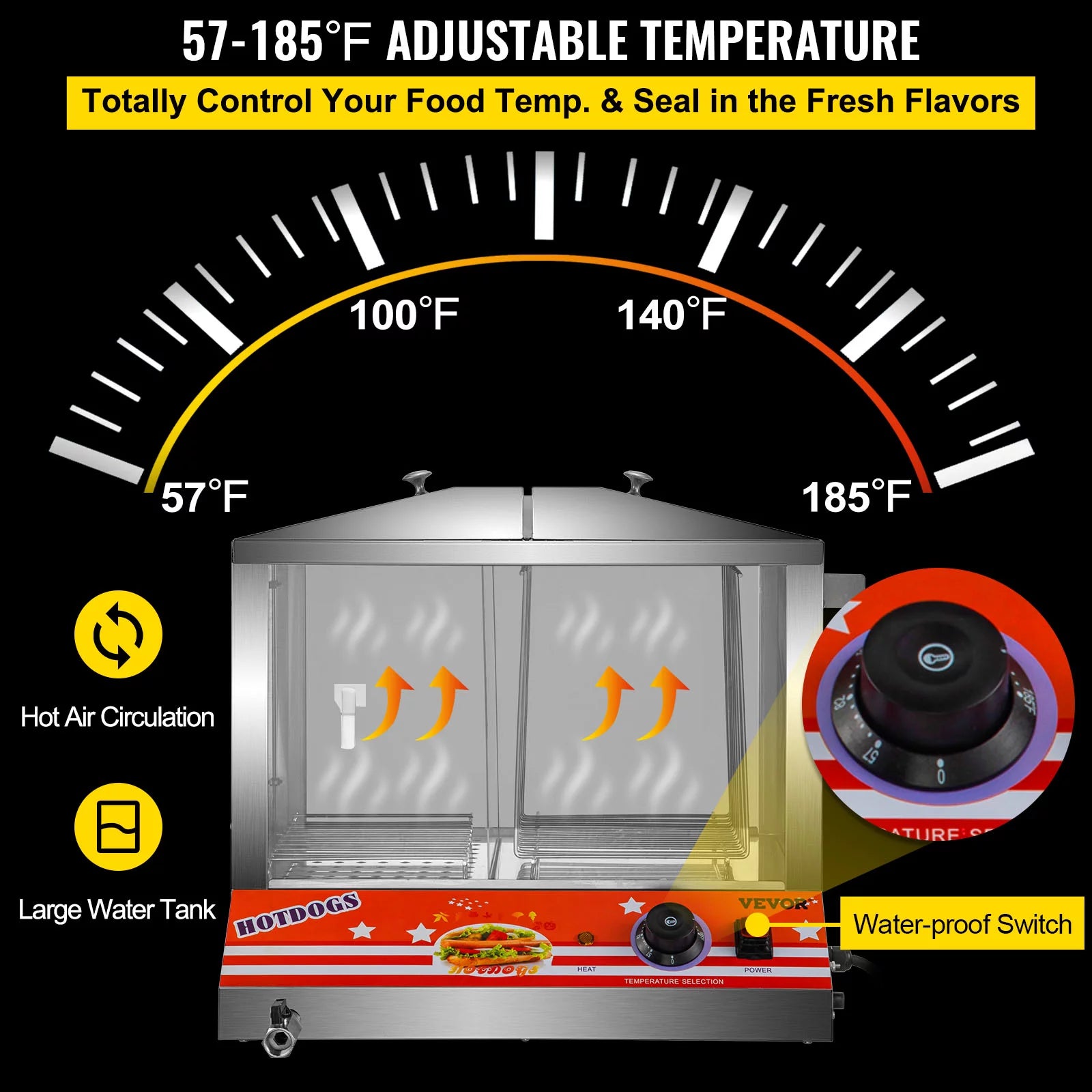 Stainless Steel Electric Hot Dog Warmer with Bun Warmer N2067