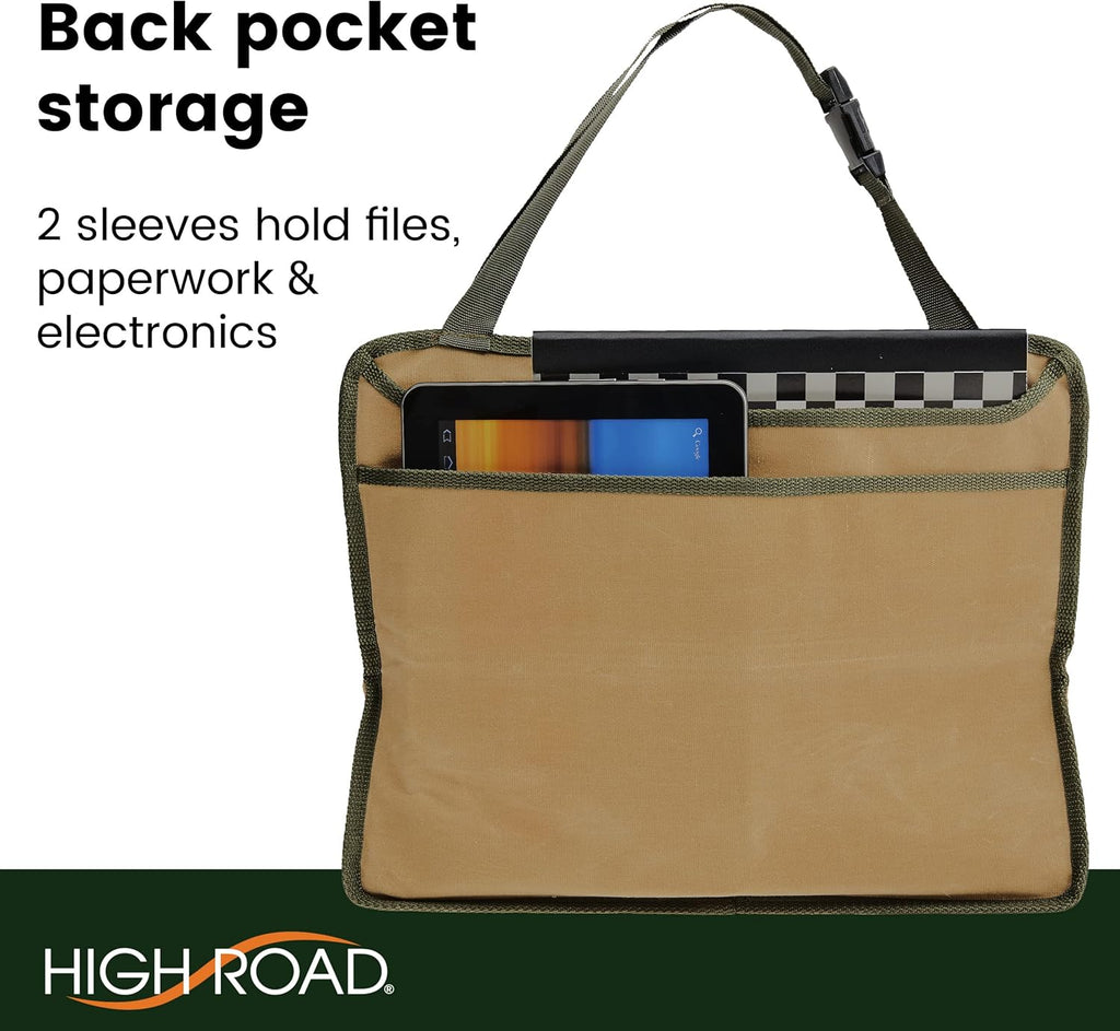 Waxed Nylon Car Front Seat Organizer with Faux Leather Trim (12-pocket) O509745