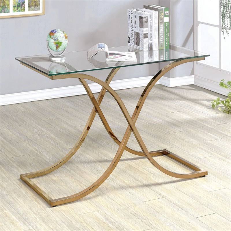 Glass Top Console Table in Champagne Y110343