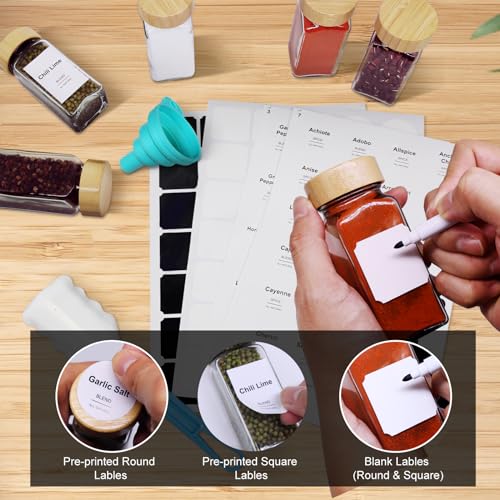 24 Pcs 4oz Glass Spice Jars with Acacia Wood Shaker Lids N851702