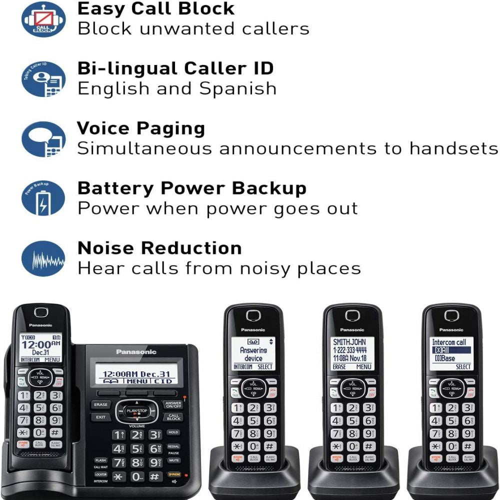 4 Handset Cordless Phone with Answering Machine W131