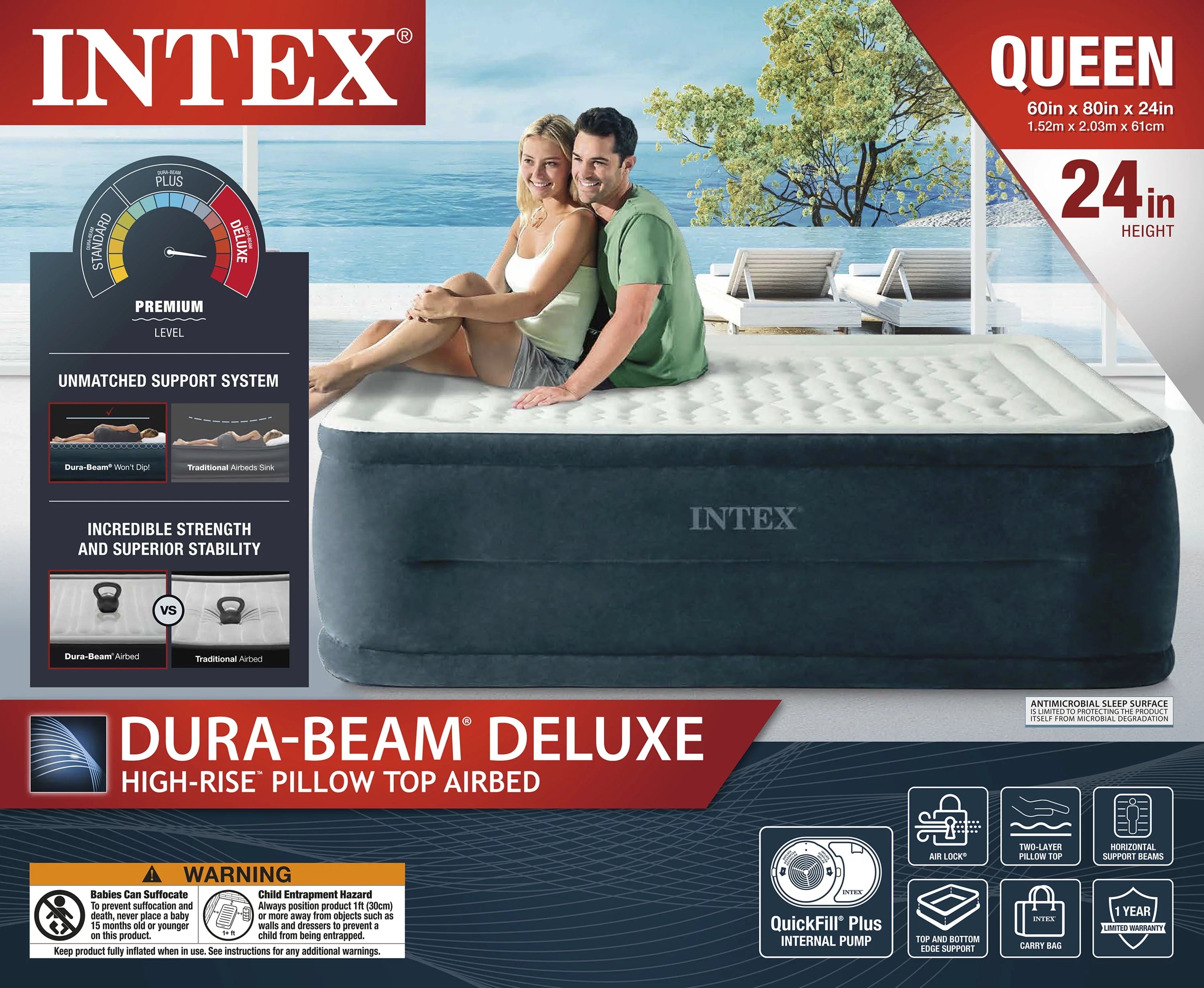 Queen Dura-Beam Airbed Mattress with Internal Pump D6943