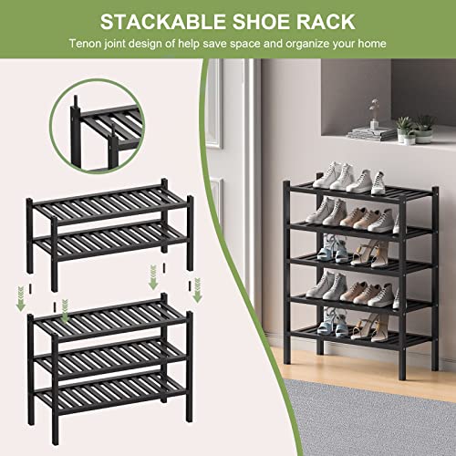 6-Tier Bamboo Shoe Rack (Black) M3447