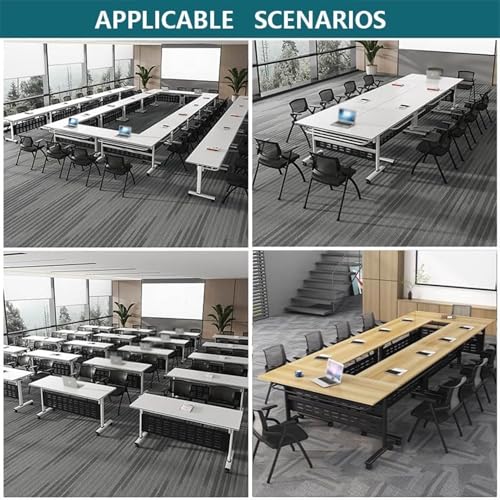 White Folding Conference Room Table with Silent Wheels S3361