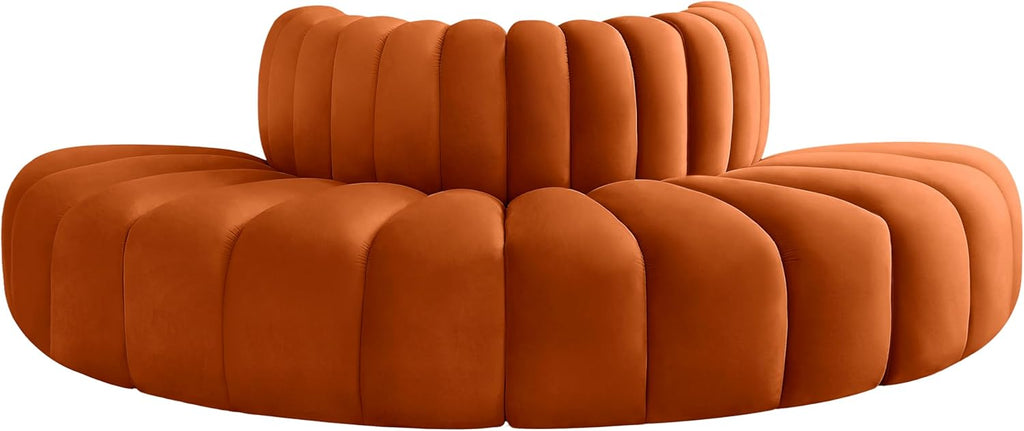 Cognac Velvet Sofa U2232