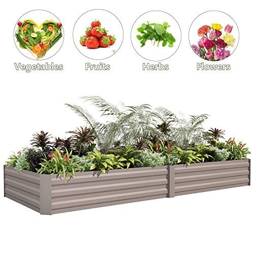Gray Steel Raised Garden Bed (8x2x1FT) S262