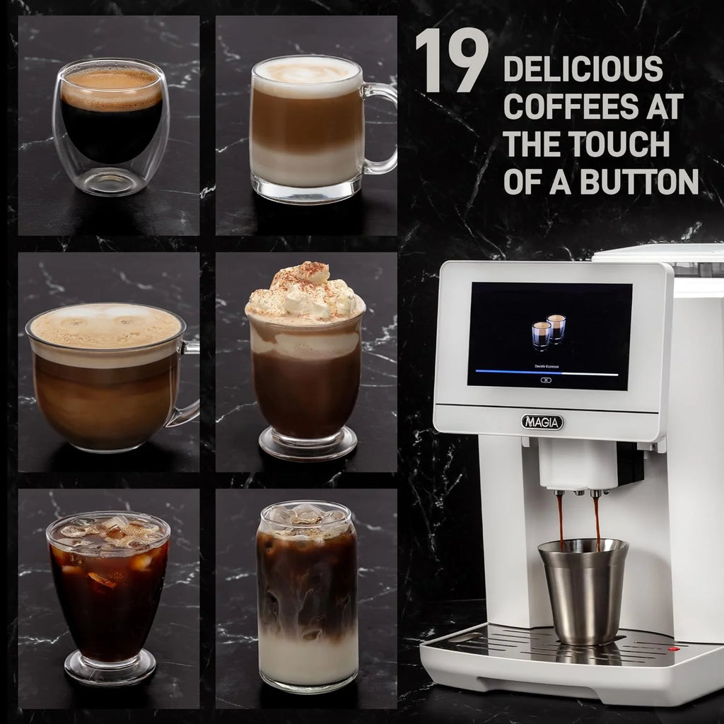 White Espresso Coffee Machine with Grinder and Milk Frother Z5027