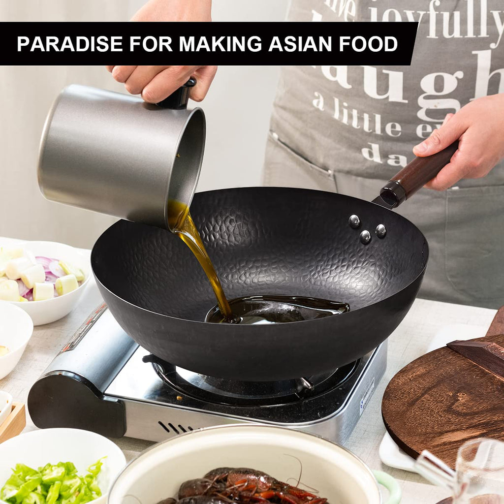 11Pcs Carbon Steel Wok with Lid M34120