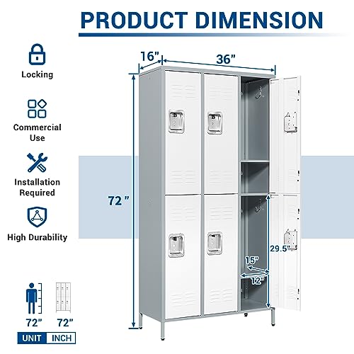 Gray White 3 Door Steel Storage Locker H9682
