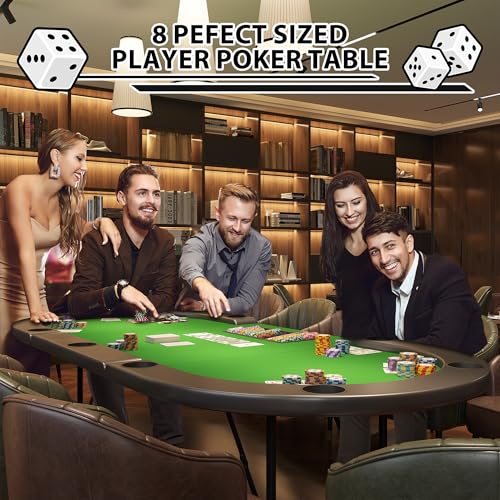 Octagon Poker Table with Metal Legs and 8 Cup Holders A186986