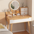 Natural Wood Vanity Desk with Lighted Mirror J344138
