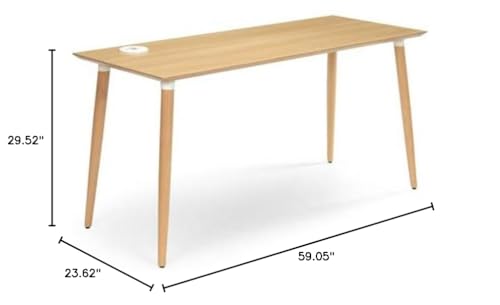 Table Desk 60" W x 24" D Ash White Metal D514403