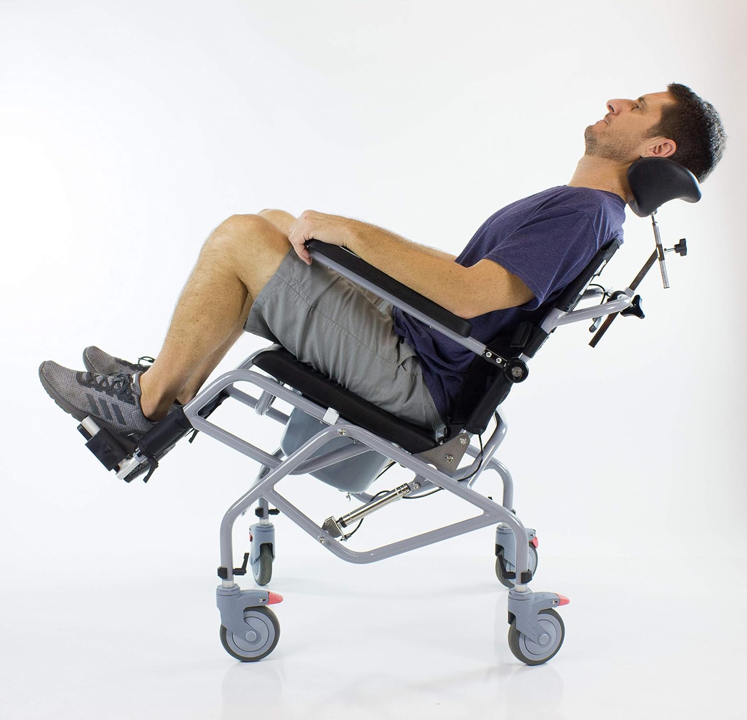 Tilt-in-Space Reclining Shower Commode Chair with Locking Casters C762