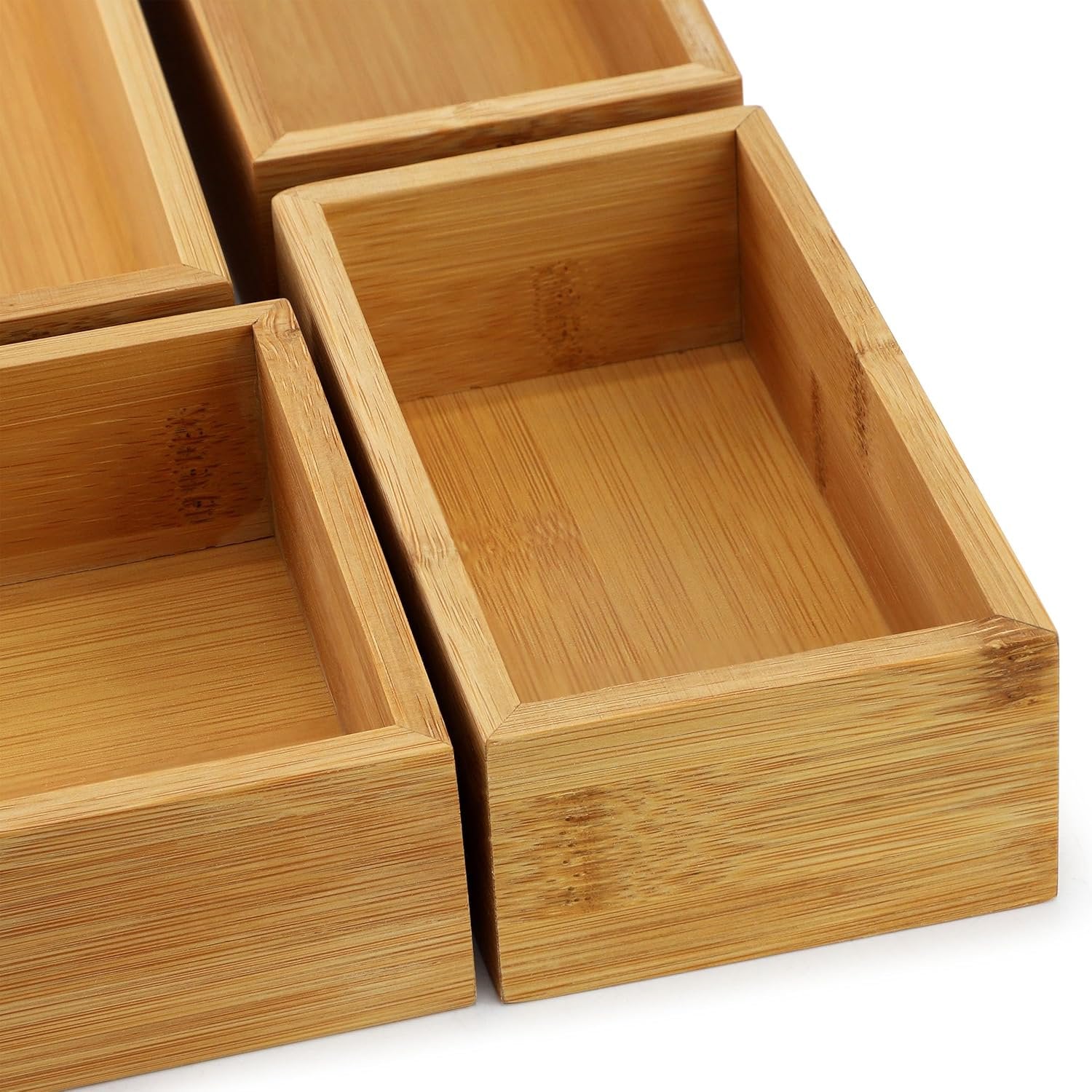 5 Piece Bamboo Wood Drawer Organizer Tray S335263