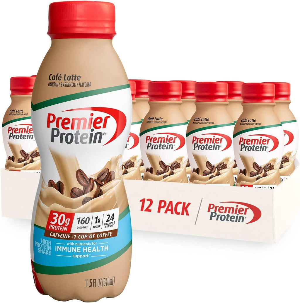 Café Latte & Vanilla Protein Shake, 30g Protein, 1g Sugar, 12 Packs Each Flavor 11.5 oz Bottles W409778