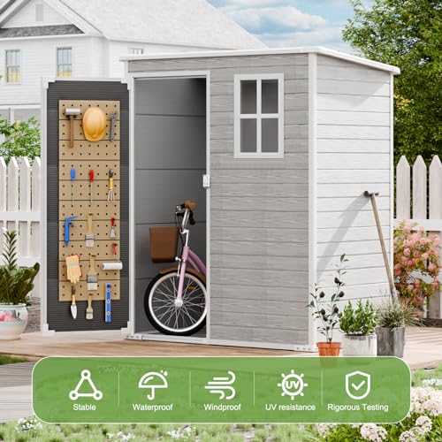 Dove Grey Resin Outdoor Storage Shed P608900