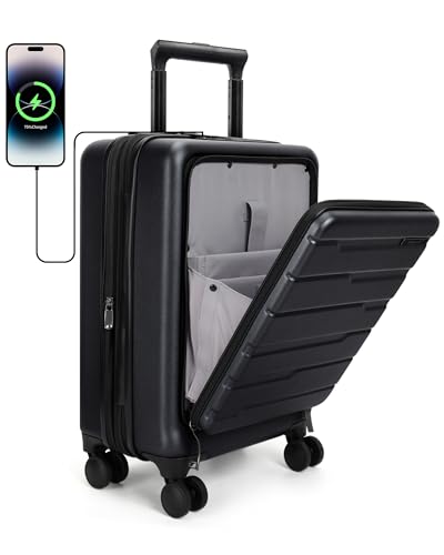 White Expandable Hard Shell Carry On Luggage with Spinner Wheels U924748