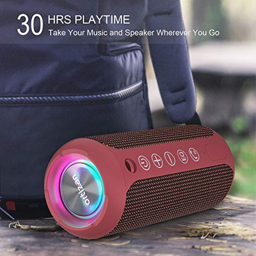 IPX7 Waterproof Bluetooth Speaker with LED Lights, 30H Playtime (Black) B646713